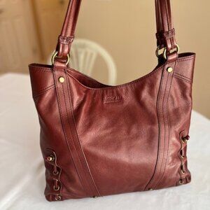 AMERICAN LEATHER CO | Delancy North-South Pebbled Leather Shoulder Bag-EUC